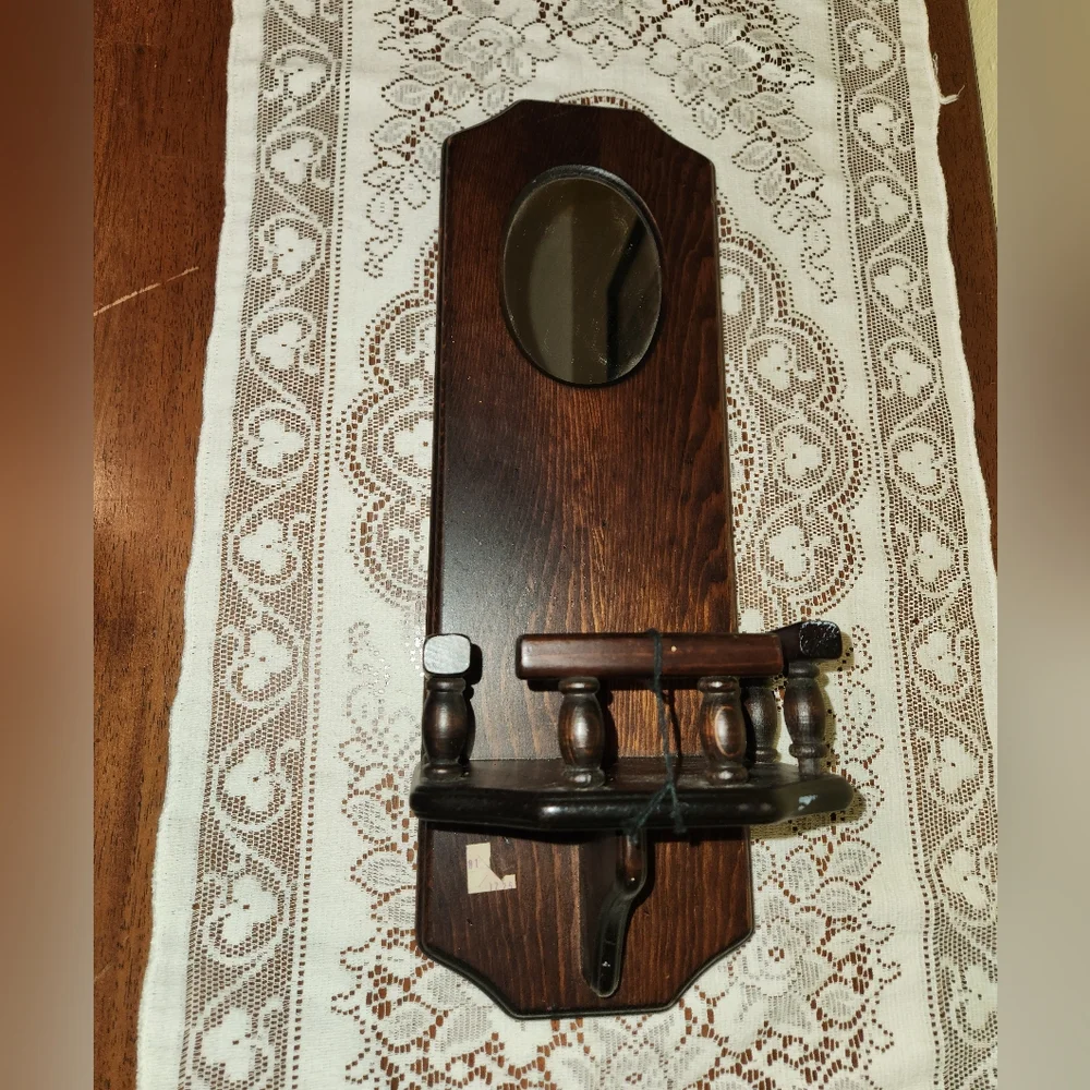 Vintage 1960s Victorian Dark Wood Wall Shelf Three Mountaineers Inc.